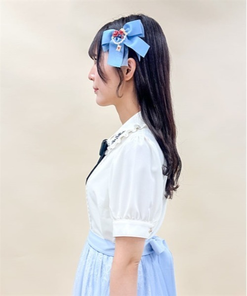 axes femme POETIQUE（アクシーズファムポエティック）の「終わらないお茶会刺繍ブラウス（シャツ/ブラウス・レディース・サックスブルー/ブラック/キナリ・MEDIUM）」の4枚目の写真