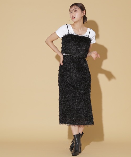 JILL by JILL STUART(ジルバイジルスチュアート)の「◇ストレッチファンシーヤーンビスチェ(キャミソール・レディース・グレー/ブラック・FREE)」の6枚目の写真