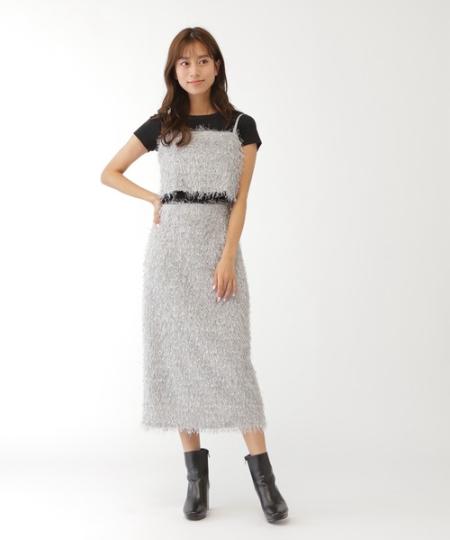JILL by JILL STUART(ジルバイジルスチュアート)の「◇ストレッチファンシーヤーンビスチェ(キャミソール・レディース・グレー/ブラック・FREE)」の4枚目の写真