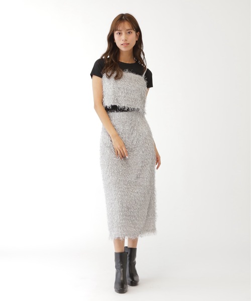 JILL by JILL STUART(ジルバイジルスチュアート)の「◇ストレッチファンシーヤーンビスチェ(キャミソール・レディース・グレー/ブラック・FREE)」の3枚目の写真