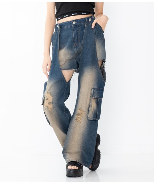 ANAP GiRL(アナップガール)の「【ティーンズライン】2WAYデザインデニムパンツ(M、Lサイズ)(デニムパンツ・キッズ・ブルー・L/M)」の11枚目の写真