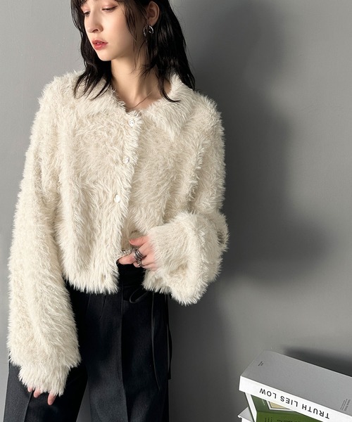 mily bilet(ミウィビレット)の「【mily bilet】上品に輝く。ラメシャギー素材メタルボタン使い襟付きカーディガン(カーディガン/ボレロ・レディース・アイボリー/ピンクベージュ/グレー・LARGE/MEDIUM/SMALL/X-LARGE)」の19枚目の写真