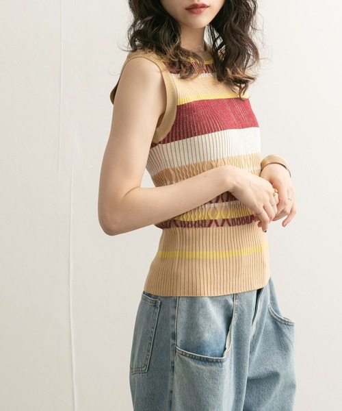 フェラガモ ボーダー　ノースリーブニット KBF（ケイビーエフ）の「マルチボーダーノースリーブニット（ニット