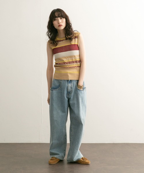 KBF（ケイビーエフ）の「マルチボーダーノースリーブニット（ニット