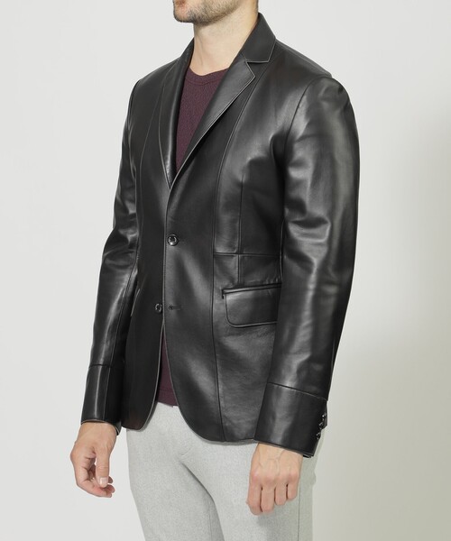 美品 エポカ ウォモ ラムレザー テーラードジャケット 飾りB 高級感 セール】ラムレザージャケット（テーラードジャケット）｜EPOCA UOMO