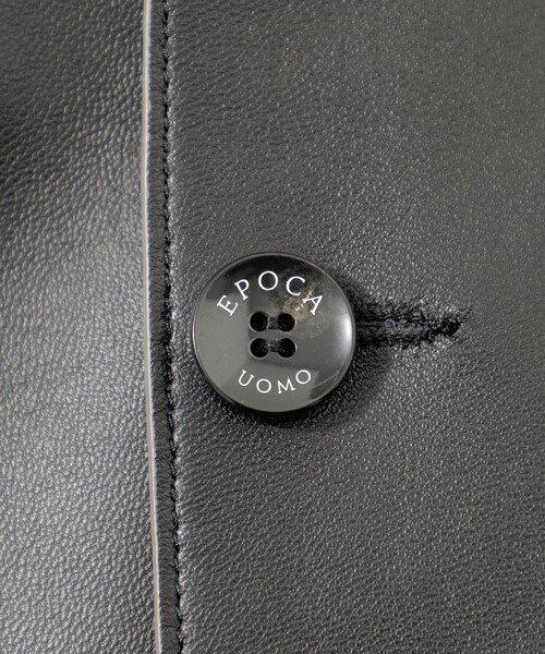 美品 エポカ ウォモ ラムレザー テーラードジャケット 飾りB 高級感 エポカウォモ ラムレザー 羊革 テーラードジャケット 皺加工