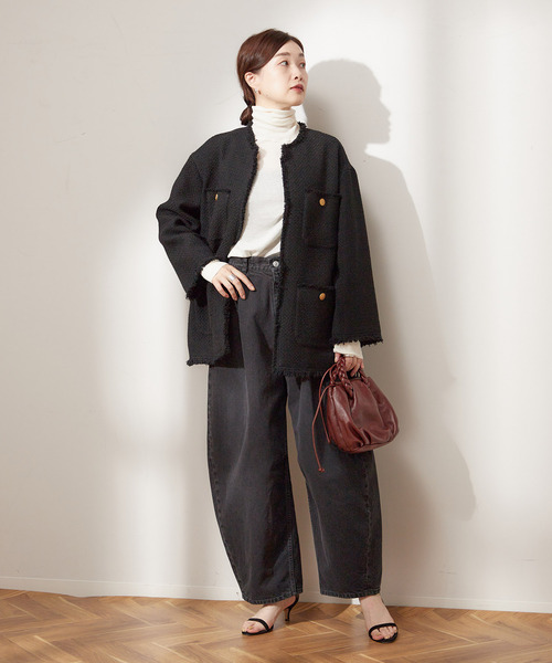 journal standard L'essage(ジャーナルスタンダードレサージュ)の「ソフトコットンタートルネックプルオーバー(ニット/セーター・レディース・キャメル/ホワイト/ブラック・FREE)」の4枚目の写真