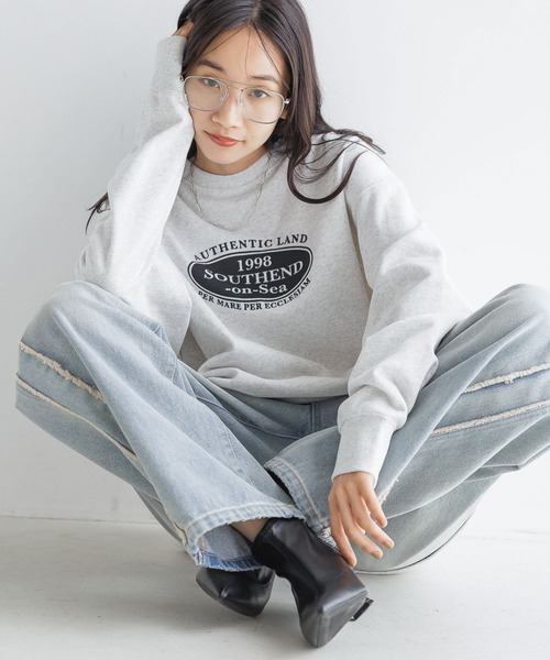 LOWRYS FARM(ローリーズファーム)の「USAウラケロゴLS 133785(スウェット・レディース・チャコールグレー/グレー/グリーン/アイボリー/ネイビー・SHORT/LONG)」の9枚目の写真