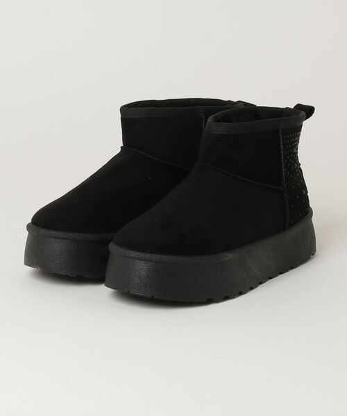 kitson(キットソン)の「KITSON キラキラ ホットフィクス フェイクムートンファー 防寒 厚底 ショート ブーツ(ブーツ・レディース・ブラック系その他/ベージュ・LL/L/M/S)」の5枚目の写真