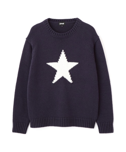 schott(ショット)の「Schott/ショット/CREW KNIT STAR/クルーネックニット スター(ニット/セーター・メンズ・ネイビー/ブラック・M/L/XL)」の9枚目の写真