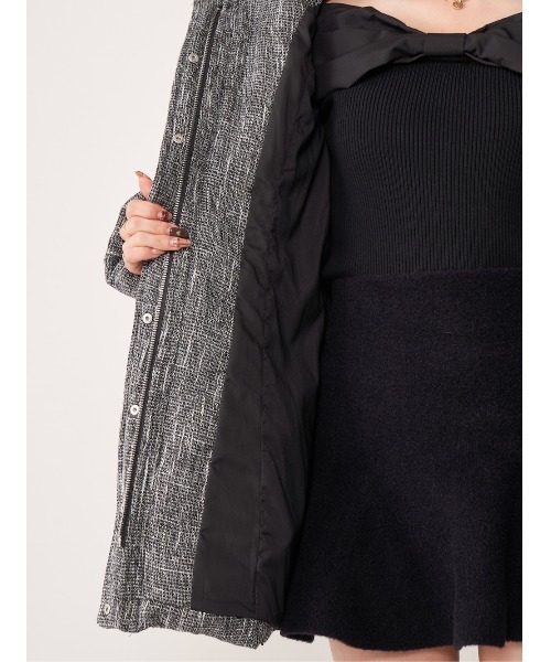 Darich ダーリッチ レディミディツイードダウンコート BLK XS ダーリッチ Darich レディミディツイードダウンコート （ブラック