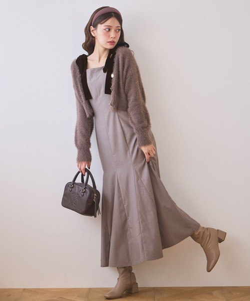 ワン・バトル・アフター・アナザー ローブ セール】ベロアリボンキャミワンピース/リボン取り外し可能