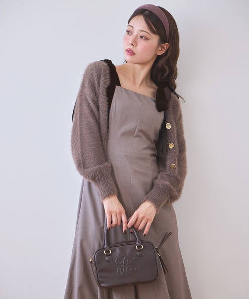 セール】ベロアリボンキャミワンピース/リボン取り外し可能