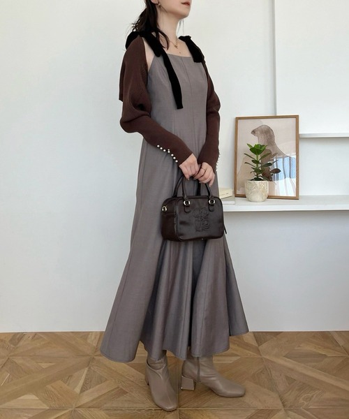 セール】ベロアリボンキャミワンピース/リボン取り外し可能