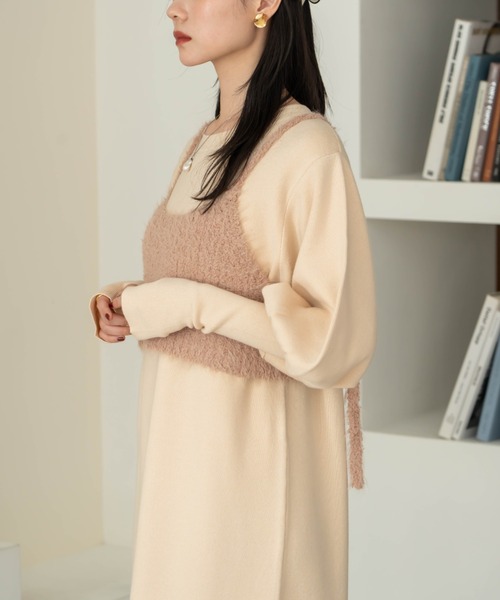 希少完売商品‼︎アナザーエディション❤︎ニットビスチェドレス ビスチェ風レース切り替えロング結婚式ワンピース・お呼ばれパーティー