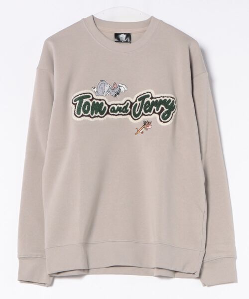 Tom＆Jerry（トムアンドジェリー）の「【公式】トムとジェリー　ロゴサガラ刺繍WIDEスウェット（スウェット・メンズ・グレイッシュベージュ/スミクロ・M/L）」の4枚目の写真