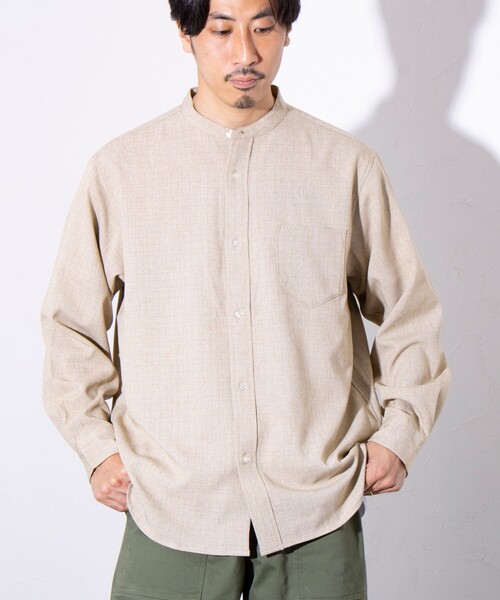 GLOSTER(グロスター)の「【GLOSTER/グロスター】かすれチェック バンドカラーシャツ(シャツ/ブラウス・メンズ・ブルーグレー/ネイビー/ベージュ・M/L/S)」の3枚目の写真