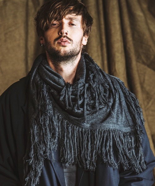 NO ID.(ノーアイディ)の「【NO ID.】Fringe Knit Stole / フリンジ ニット ストール(ストール/ショール・メンズ・その他23/ワイン/ブラック・ONE SIZE)」の3枚目の写真
