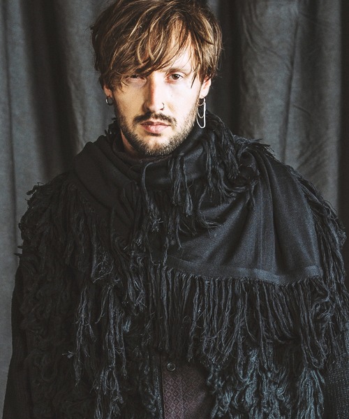 NO ID.(ノーアイディ)の「【NO ID.】Fringe Knit Stole / フリンジ ニット ストール(ストール/ショール・メンズ・その他23/ワイン/ブラック・ONE SIZE)」の2枚目の写真