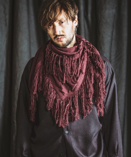 NO ID.(ノーアイディ)の「【NO ID.】Fringe Knit Stole / フリンジ ニット ストール(ストール/ショール・メンズ・その他23/ワイン/ブラック・ONE SIZE)」の4枚目の写真