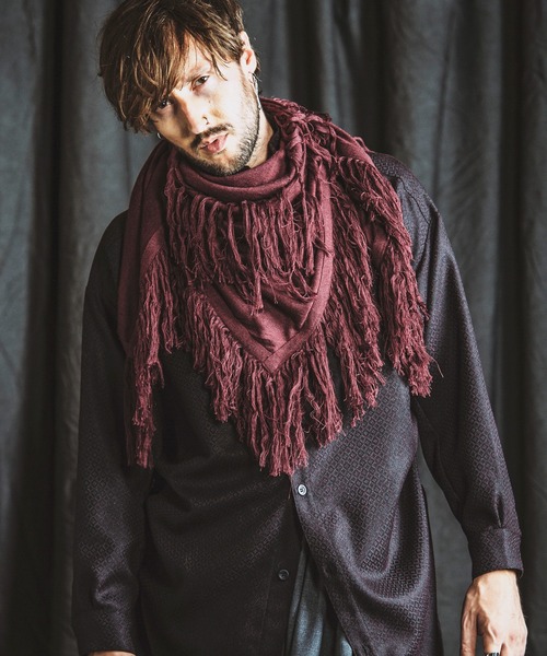 NO ID.(ノーアイディ)の「【NO ID.】Fringe Knit Stole / フリンジ ニット ストール(ストール/ショール・メンズ・その他23/ワイン/ブラック・ONE SIZE)」の5枚目の写真