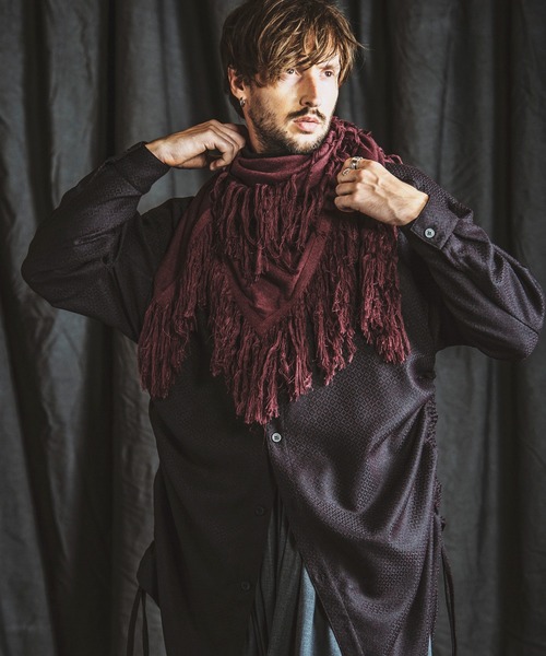 NO ID.(ノーアイディ)の「【NO ID.】Fringe Knit Stole / フリンジ ニット ストール(ストール/ショール・メンズ・その他23/ワイン/ブラック・ONE SIZE)」の6枚目の写真