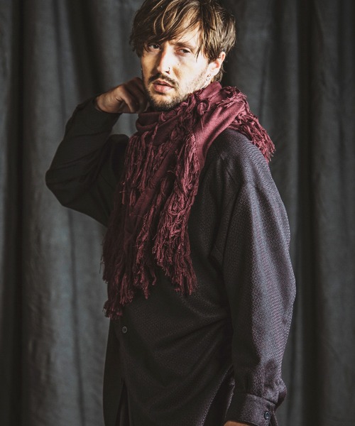 NO ID.(ノーアイディ)の「【NO ID.】Fringe Knit Stole / フリンジ ニット ストール(ストール/ショール・メンズ・その他23/ワイン/ブラック・ONE SIZE)」の7枚目の写真