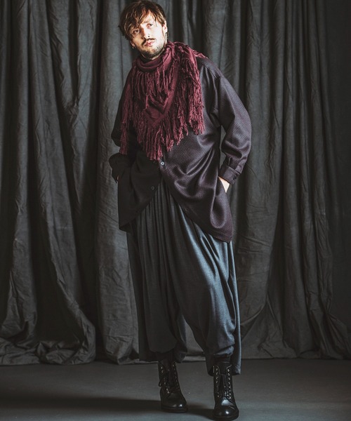 NO ID.(ノーアイディ)の「【NO ID.】Fringe Knit Stole / フリンジ ニット ストール(ストール/ショール・メンズ・その他23/ワイン/ブラック・ONE SIZE)」の8枚目の写真