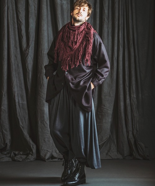 NO ID.(ノーアイディ)の「【NO ID.】Fringe Knit Stole / フリンジ ニット ストール(ストール/ショール・メンズ・その他23/ワイン/ブラック・ONE SIZE)」の9枚目の写真