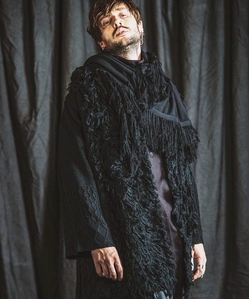 NO ID.(ノーアイディ)の「【NO ID.】Fringe Knit Stole / フリンジ ニット ストール(ストール/ショール・メンズ・その他23/ワイン/ブラック・ONE SIZE)」の10枚目の写真