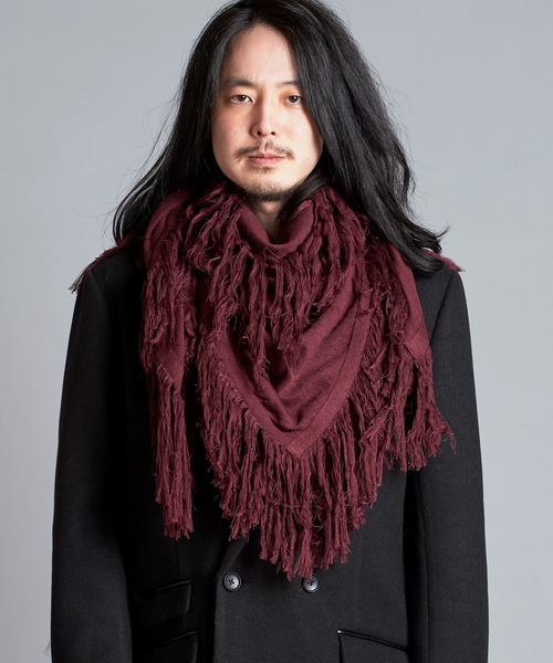 NO ID.(ノーアイディ)の「【NO ID.】Fringe Knit Stole / フリンジ ニット ストール(ストール/ショール・メンズ・その他23/ワイン/ブラック・ONE SIZE)」の19枚目の写真