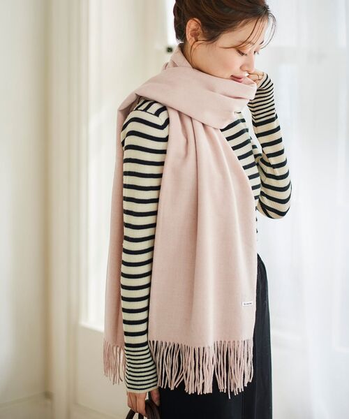le.coeur blanc（ルクールブラン）の「カシミヤタッチストール（ストール/ショール・レディース・ベージュ/ライトピンク・FREE）」の2枚目の写真