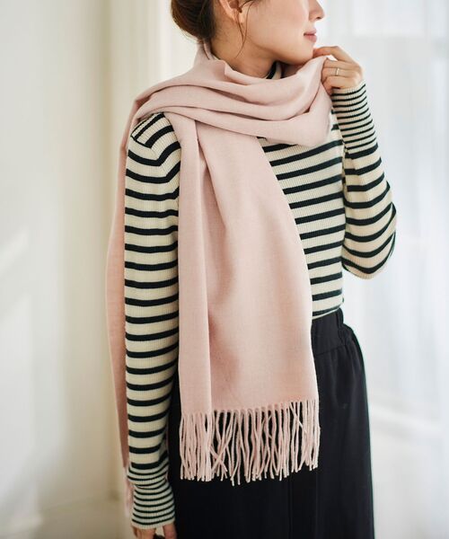 le.coeur blanc（ルクールブラン）の「カシミヤタッチストール（ストール/ショール・レディース・ベージュ/ライトピンク・FREE）」の18枚目の写真