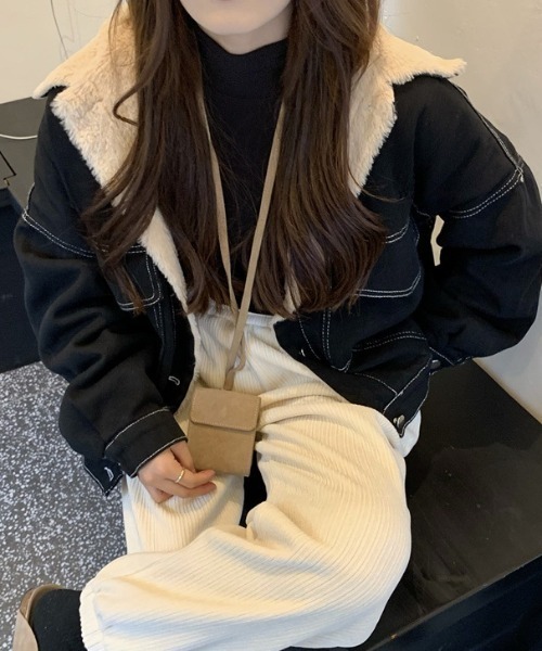 LAC-VERT（ラック・ヴェール）の「インナーファーデニムステッチブルゾン（ブルゾン・レディース・ブラック/グレー/ブラウン・FREE）」の11枚目の写真