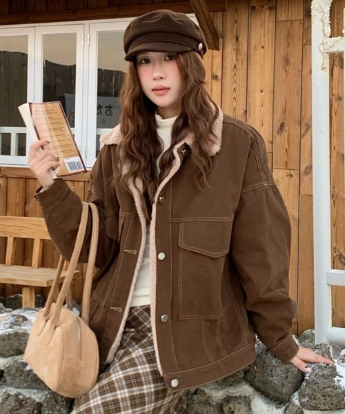 LAC-VERT（ラック・ヴェール）の「インナーファーデニムステッチブルゾン（ブルゾン・レディース・ブラック/グレー/ブラウン・FREE）」の16枚目の写真