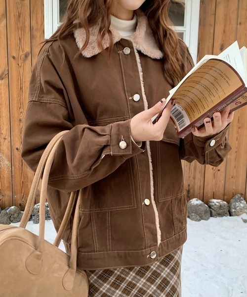 LAC-VERT（ラック・ヴェール）の「インナーファーデニムステッチブルゾン（ブルゾン・レディース・ブラック/グレー/ブラウン・FREE）」の17枚目の写真