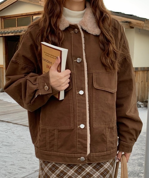 LAC-VERT（ラック・ヴェール）の「インナーファーデニムステッチブルゾン（ブルゾン・レディース・ブラック/グレー/ブラウン・FREE）」の18枚目の写真