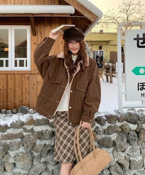 LAC-VERT（ラック・ヴェール）の「インナーファーデニムステッチブルゾン（ブルゾン・レディース・ブラック/グレー/ブラウン・FREE）」の21枚目の写真