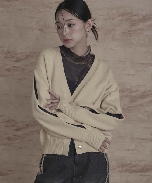 ホールスリーブVネックカーディガン（カーディガン/ボレロ）｜miette