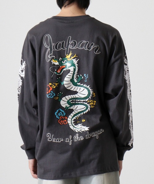 FUNALIVE(ファンアライブ)の「ヘビーウエイトワイドシルエット刺繍ロングスリーブTシャツ(Tシャツ/カットソー・メンズ・ブラック系その他2/ダークグリーン/モカ/スミクロ/ブラック/ライトブラック/ホワイト系その他2/ホワイト・L/M/LL)」の2枚目の写真