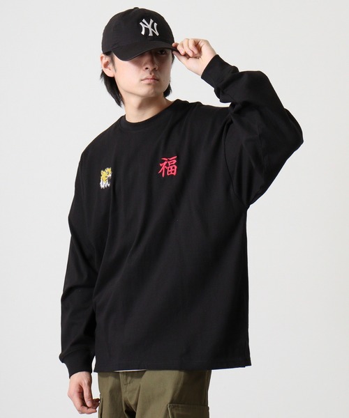 FUNALIVE(ファンアライブ)の「ヘビーウエイトワイドシルエット刺繍ロングスリーブTシャツ(Tシャツ/カットソー・メンズ・ブラック系その他2/ダークグリーン/モカ/スミクロ/ブラック/ライトブラック/ホワイト系その他2/ホワイト・L/M/LL)」の10枚目の写真
