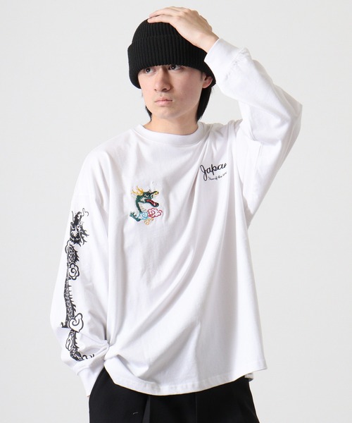 FUNALIVE(ファンアライブ)の「ヘビーウエイトワイドシルエット刺繍ロングスリーブTシャツ(Tシャツ/カットソー・メンズ・ブラック系その他2/ダークグリーン/モカ/スミクロ/ブラック/ライトブラック/ホワイト系その他2/ホワイト・L/M/LL)」の22枚目の写真