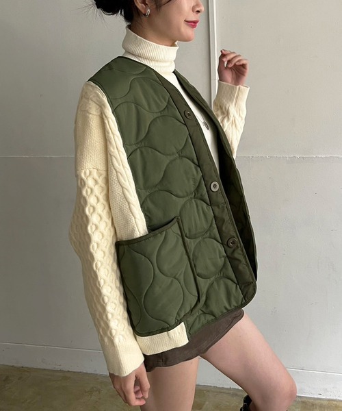 Jewelobe（ジュエローブ）の「キルティング×ニットドッキングブルゾン