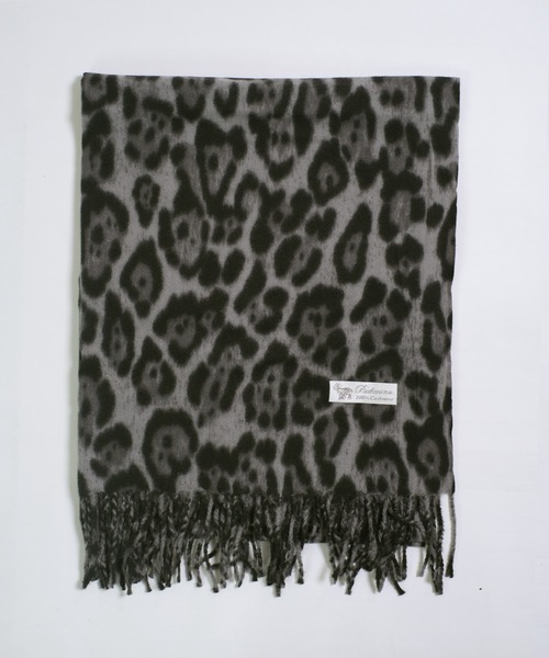 shopnikoniko（ショップニコニコ）の「マフラー レオパード柄 大判 ボリュームマフラー フリンジ（マフラー・レディース・グレー/イエロー・フリー）」の15枚目の写真