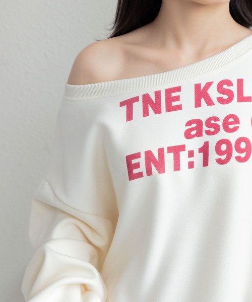 MAISON DE THERESE(メゾン ド テレーズ)の「ロゴプリントビッグサイズ ルーズシルエット スウェットトップス(スウェット・レディース・ライトベージュ/グレー・M/L)」の22枚目の写真