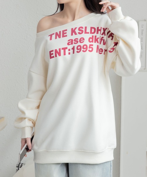 MAISON DE THERESE(メゾン ド テレーズ)の「ロゴプリントビッグサイズ ルーズシルエット スウェットトップス(スウェット・レディース・ライトベージュ/グレー・M/L)」の17枚目の写真