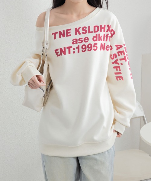 MAISON DE THERESE(メゾン ド テレーズ)の「ロゴプリントビッグサイズ ルーズシルエット スウェットトップス(スウェット・レディース・ライトベージュ/グレー・M/L)」の21枚目の写真