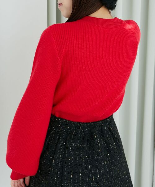 MAJESTIC LEGON（マジェスティックレゴン）の「パールケーブルカーディガン（カーディガン/ボレロ・レディース・アイボリー/レッド/チャコールグレー・MEDIUM）」の16枚目の写真