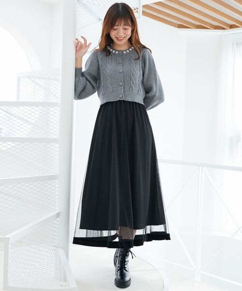 MAJESTIC LEGON（マジェスティックレゴン）の「パールケーブルカーディガン（カーディガン/ボレロ・レディース・アイボリー/レッド/チャコールグレー・MEDIUM）」の19枚目の写真