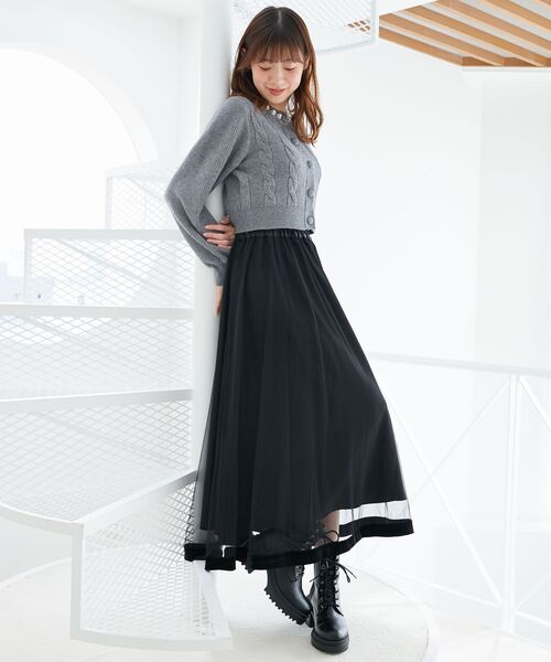 MAJESTIC LEGON（マジェスティックレゴン）の「パールケーブルカーディガン（カーディガン/ボレロ・レディース・アイボリー/レッド/チャコールグレー・MEDIUM）」の20枚目の写真